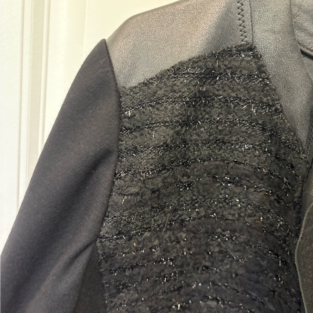 Elie Tahari open front Elegant Black Women's Jacket. Size XL. Lambs Leather - Picture 4 of 11